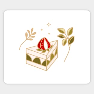 Green Tea and Strawberry Cake Sticker